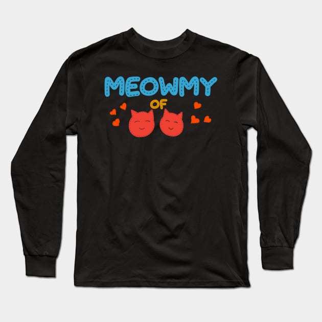 Meowmy of two girls Long Sleeve T-Shirt by Erena Samohai